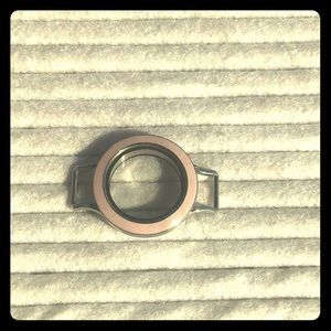 Medium Silver Locket w/ Purple Enamel Face